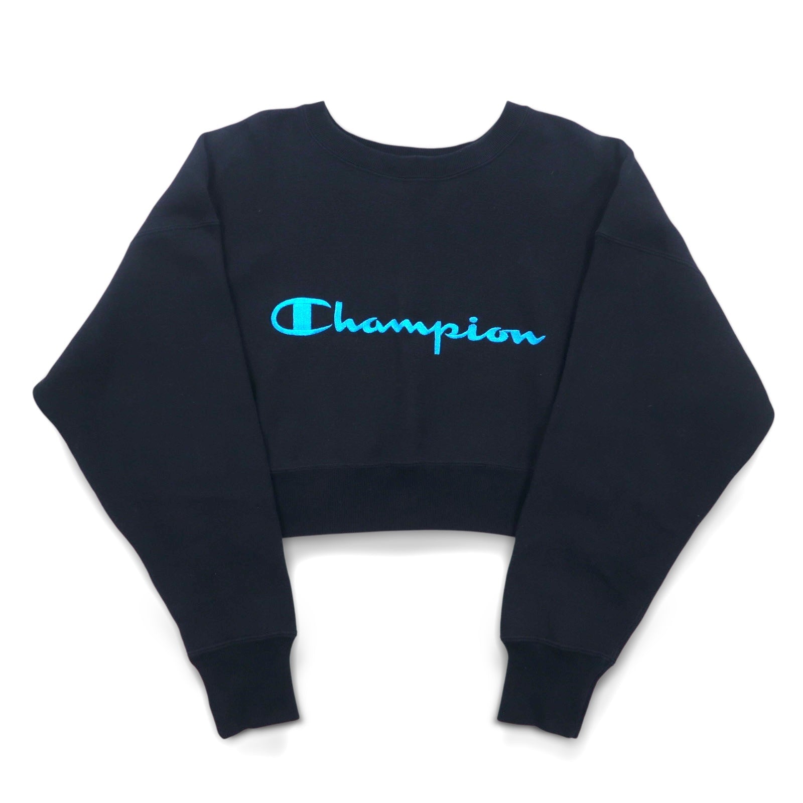 Champion Cropped Reverse Weave REVERSE WEAVE Felpa M Nera con logo script ricamato COMPACT VOLUME TOP CWSL009