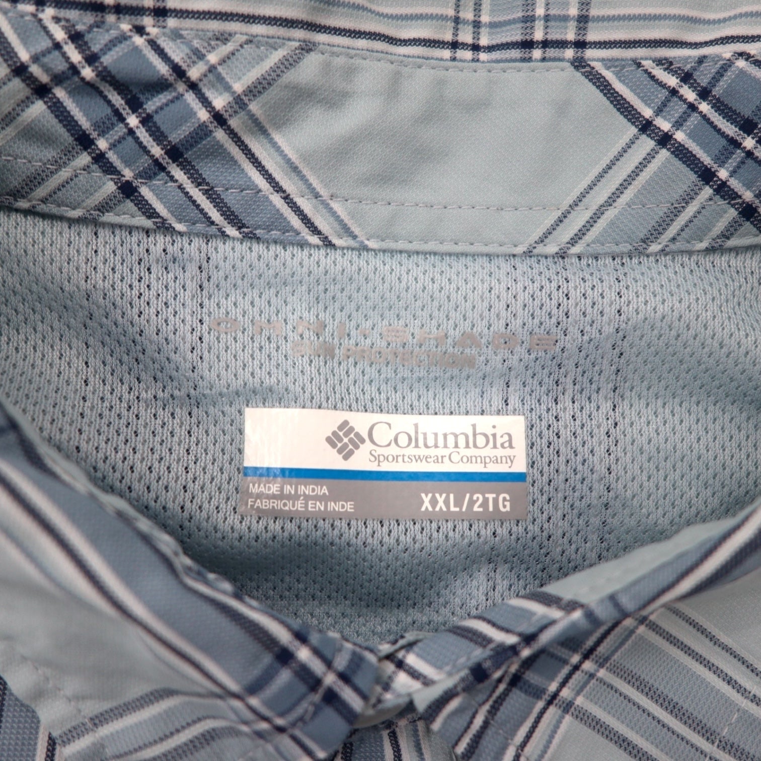 Columbia Omni-Shade Camicia a maniche lunghe 2XL Blu a quadri Nylon Taglia grande da uomo Kestrel Trail II Long Sleeve Shirt XM0787