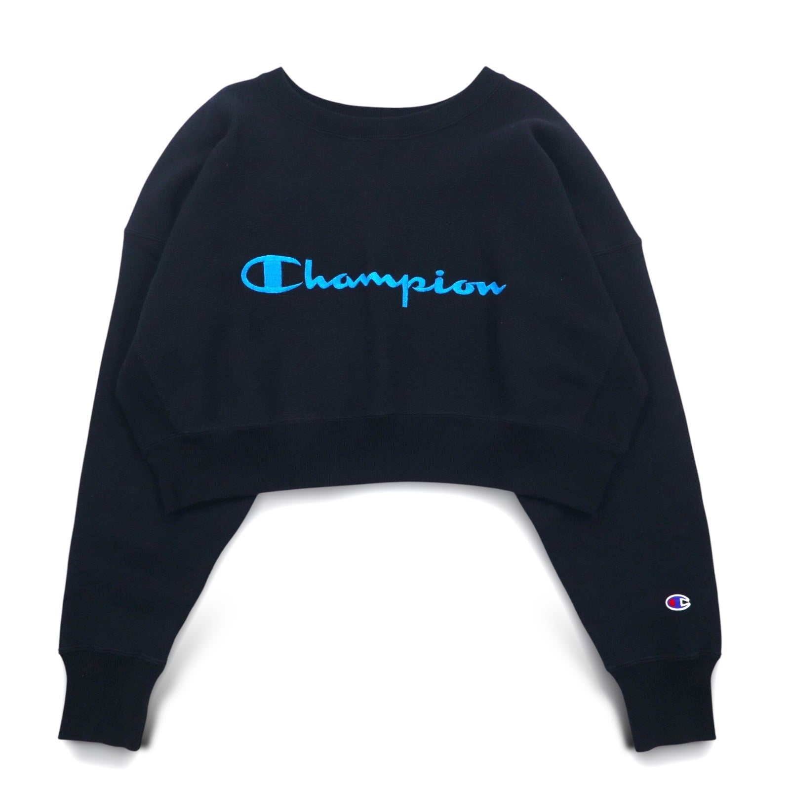 Champion Cropped Reverse Weave REVERSE WEAVE Felpa M Nera con logo script ricamato COMPACT VOLUME TOP CWSL009