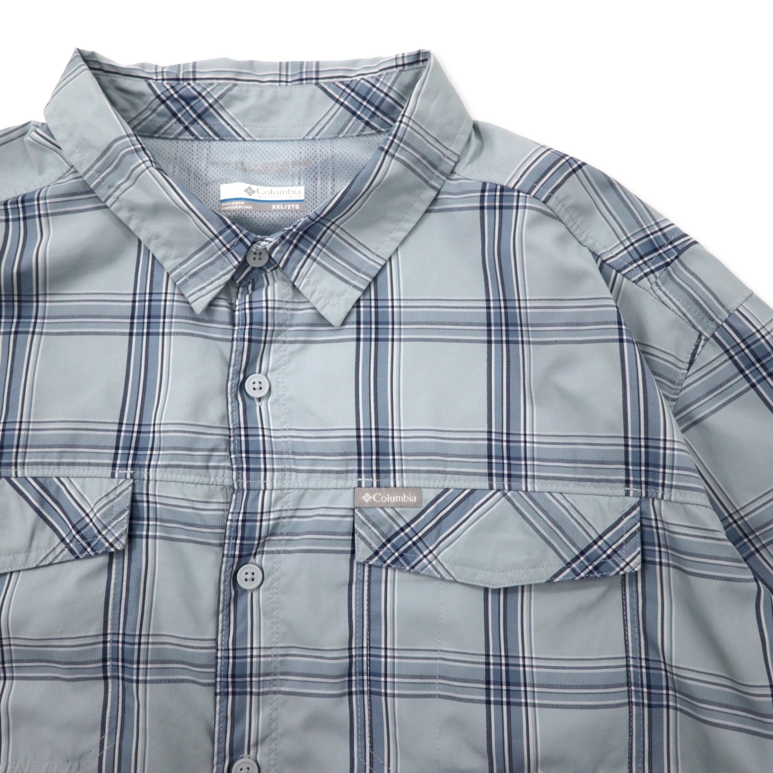 Columbia Omni-Shade Camicia a maniche lunghe 2XL Blu a quadri Nylon Taglia grande da uomo Kestrel Trail II Long Sleeve Shirt XM0787