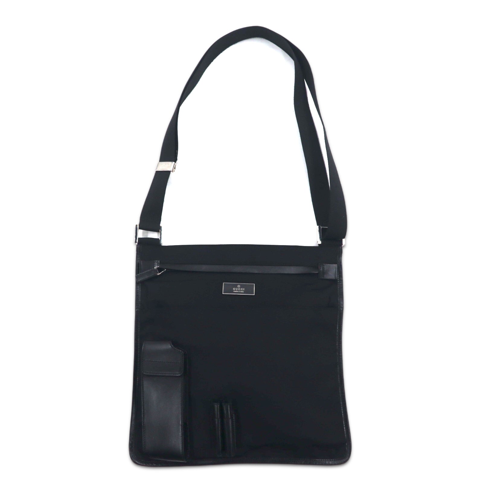 GUCCI Borsa a tracolla marsupio nero in nylon con placca logo 019・0335 002058