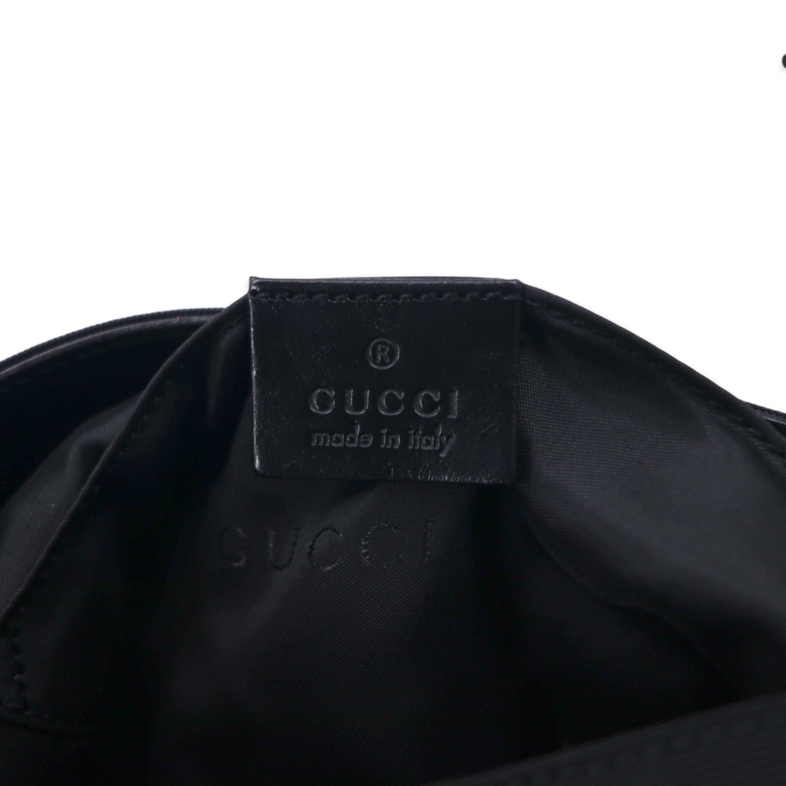GUCCI Borsa a tracolla marsupio nero in nylon con placca logo 019・0335 002058