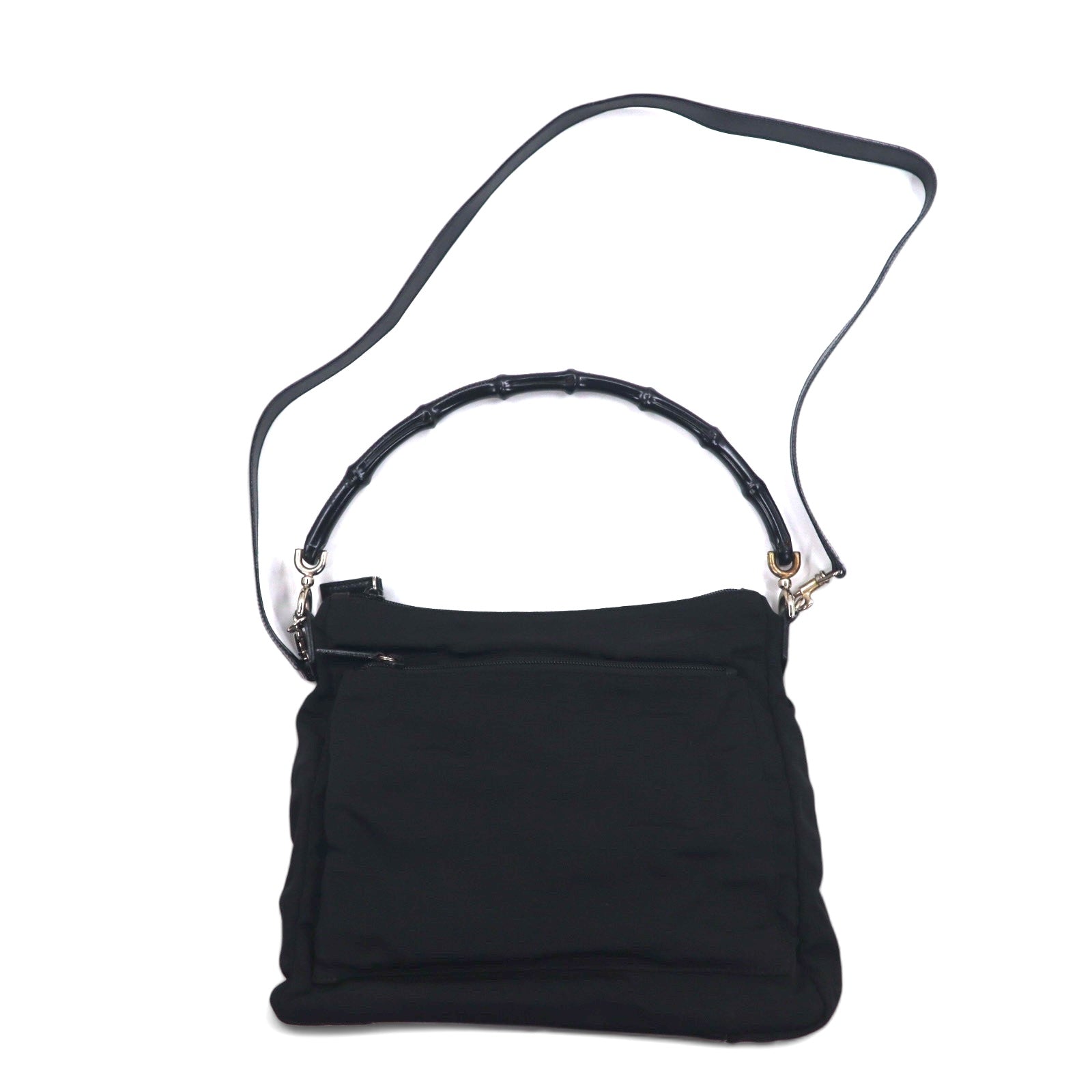 GUCCI Borsa a mano/spalla 2WAY in bambù, nylon nero, Made in Italy 000・0509 002058