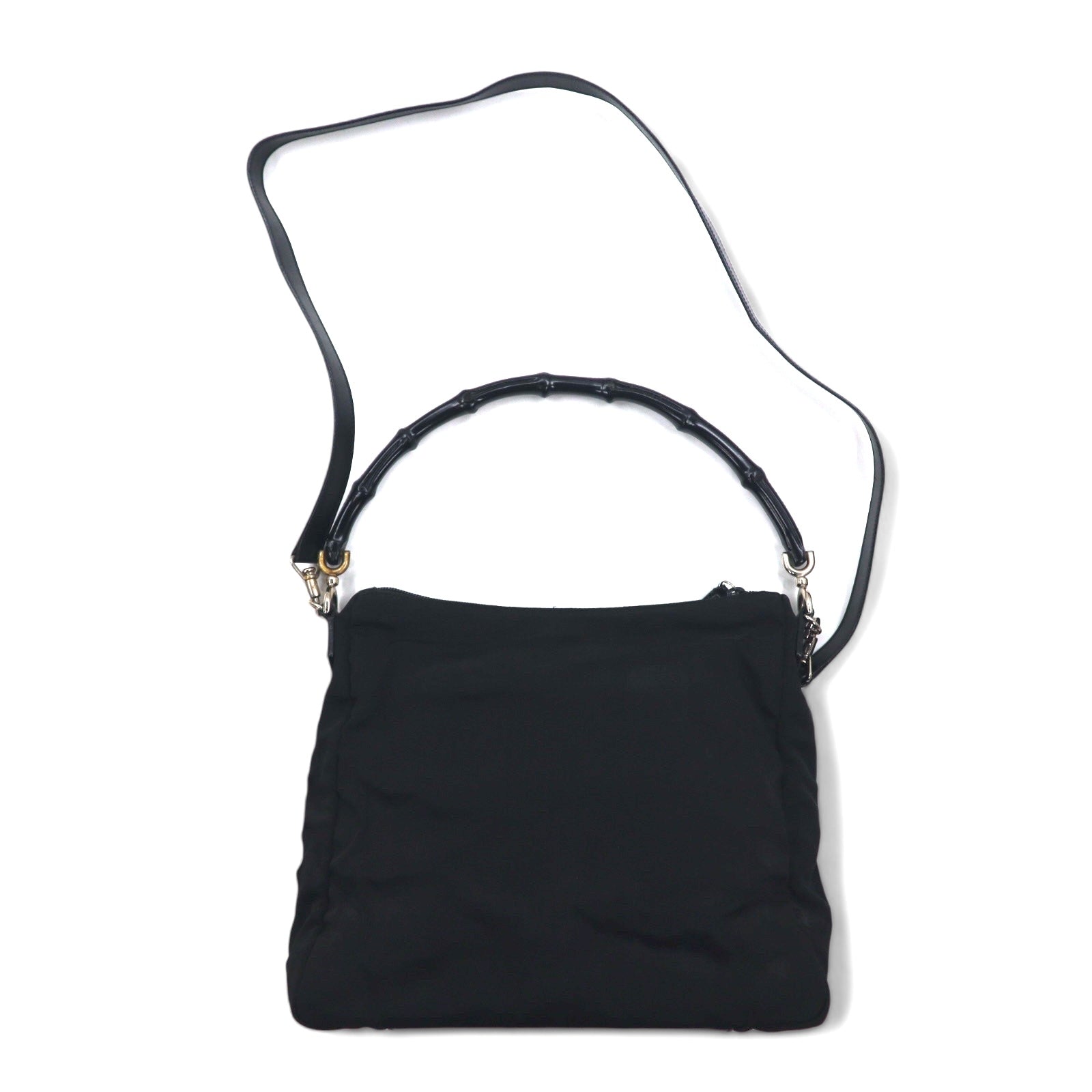 GUCCI Borsa a mano/spalla 2WAY in bambù, nylon nero, Made in Italy 000・0509 002058