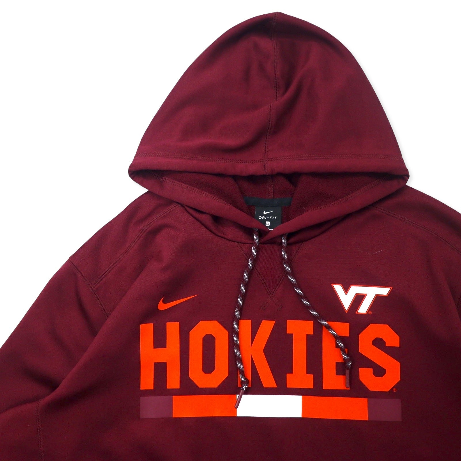 Felpa con cappuccio pullover NIKE Dri-FIT, taglia XL, bordeaux, poliestere, VT Football HOKIES