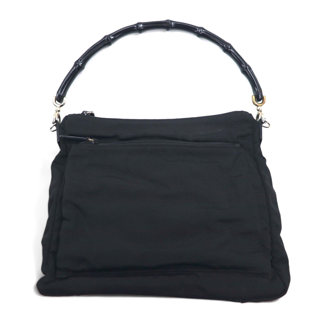 GUCCI Borsa a mano/spalla 2WAY in bambù, nylon nero, Made in Italy 000・0509 002058