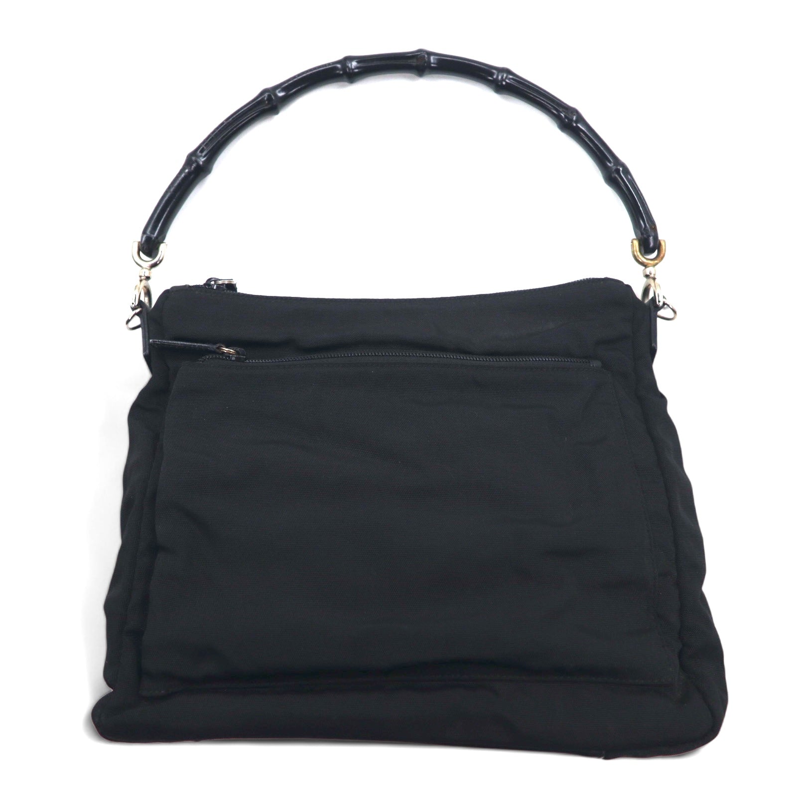 GUCCI Borsa a mano/spalla 2WAY in bambù, nylon nero, Made in Italy 000・0509 002058