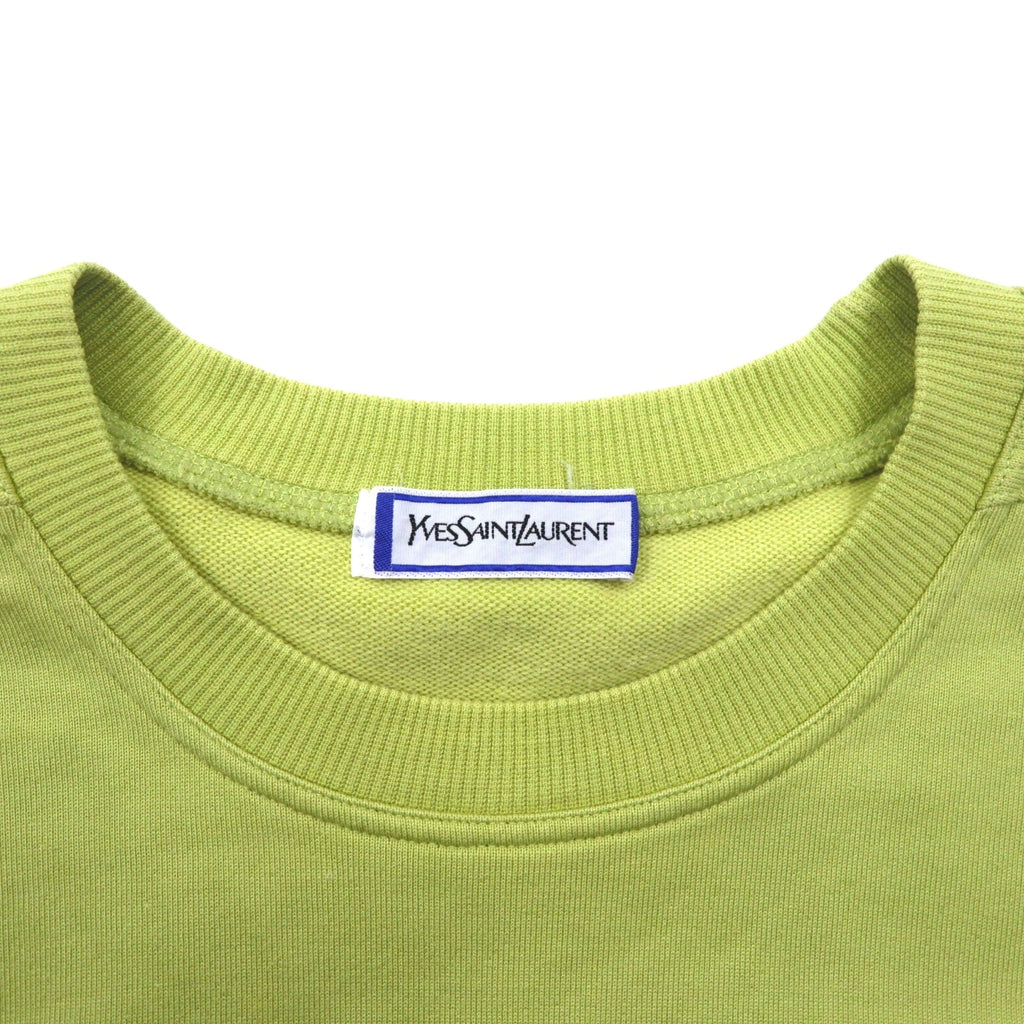 YVES SAINT LAURENT Felpa vintage con logo YSL, taglia M, colore verde, tasche laterali, Made in Japan