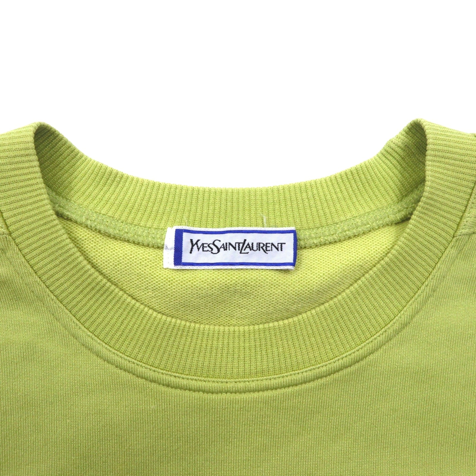YVES SAINT LAURENT Felpa vintage con logo YSL, taglia M, colore verde, tasche laterali, Made in Japan