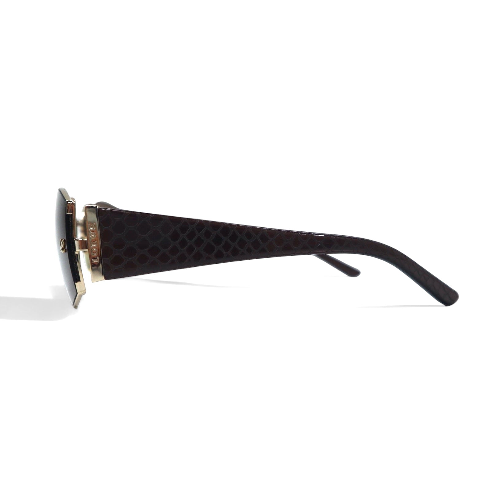LOEWE Occhiali da sole rettangolari marroni fantasia pitone SLW165, made in Italy