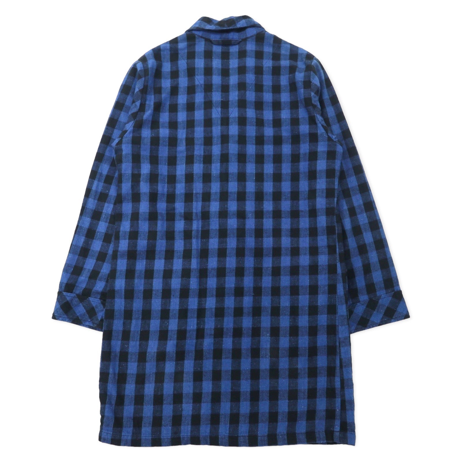 BLUE BLUE Cappotto da camera, chesterfield, soprabito, 2, blu, a quadri, cotone, tinto indaco, made in Japan