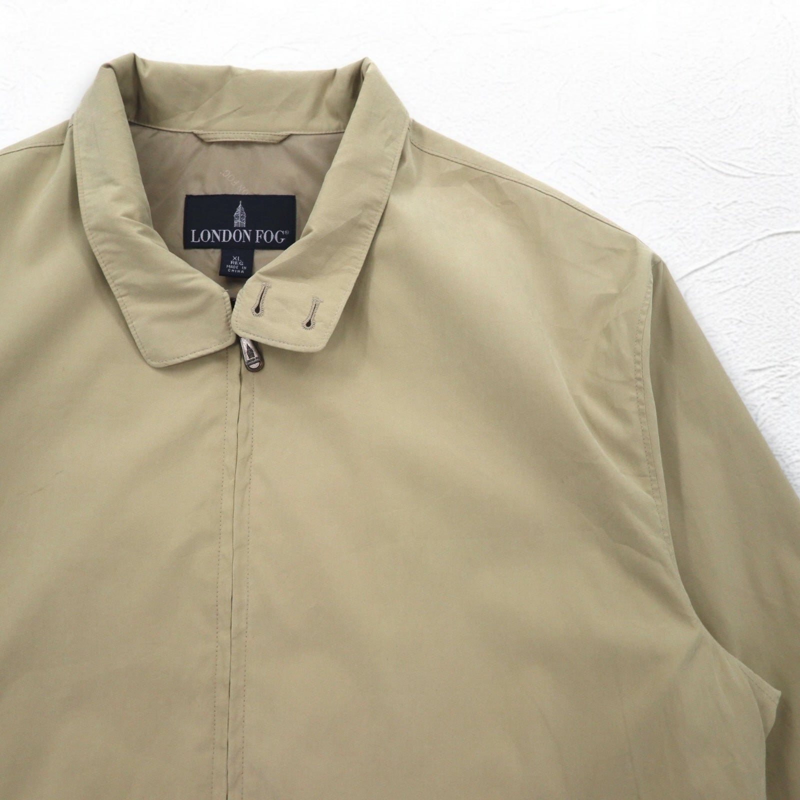 LONDON FOG Giacca Harrington in pelle di pesca XL beige idrorepellente