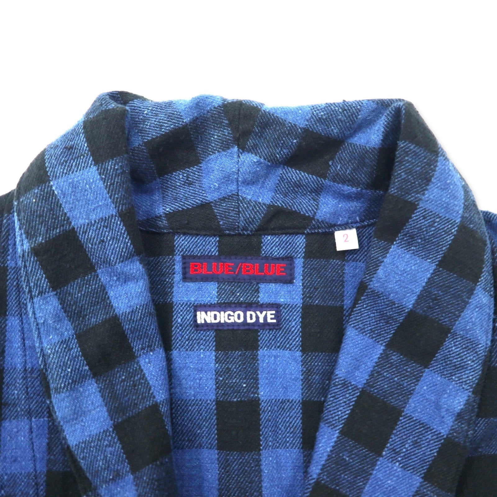 BLUE BLUE Cappotto da camera, chesterfield, soprabito, 2, blu, a quadri, cotone, tinto indaco, made in Japan