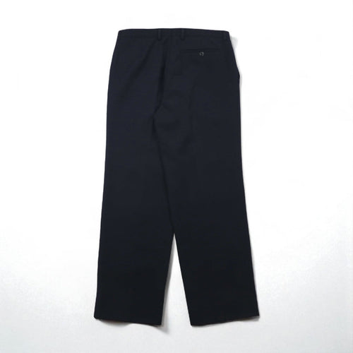 BURBERRY スペイン製 2タック ワイド スラックス パンツ L ネイビー ウール オールド ギャバジン