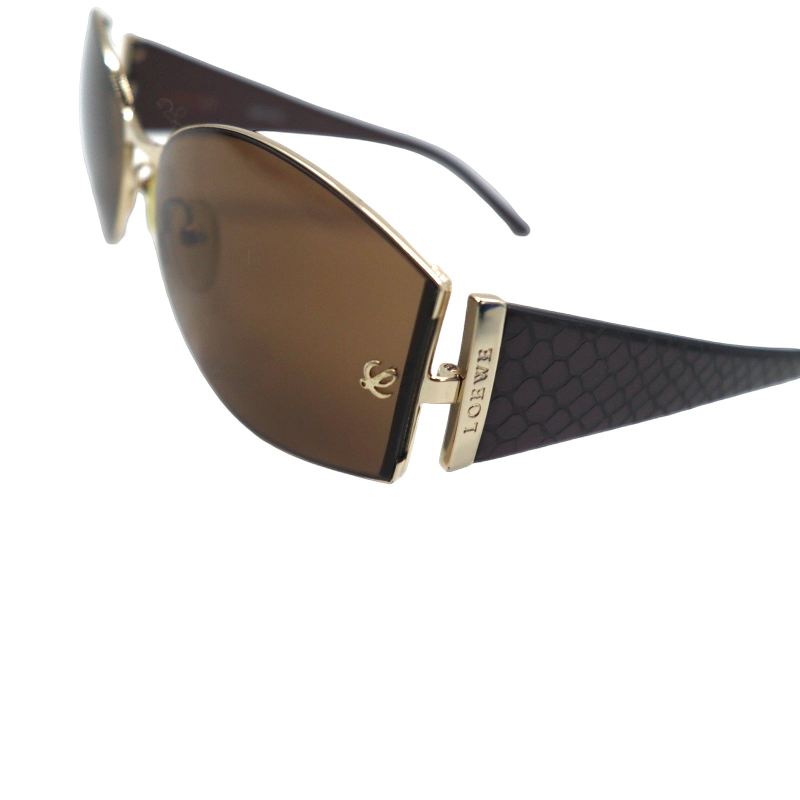 LOEWE Occhiali da sole rettangolari marroni fantasia pitone SLW165, made in Italy