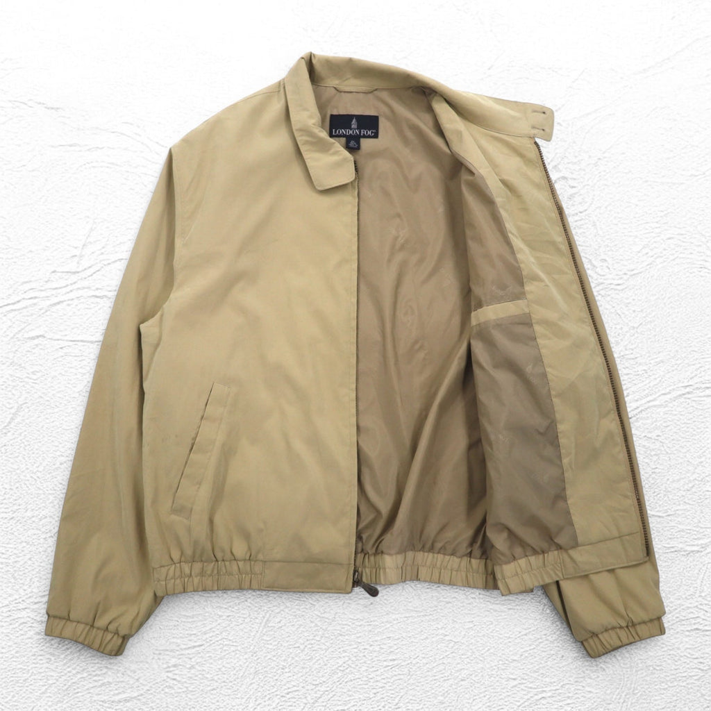 LONDON FOG Giacca Harrington in pelle di pesca XL beige idrorepellente