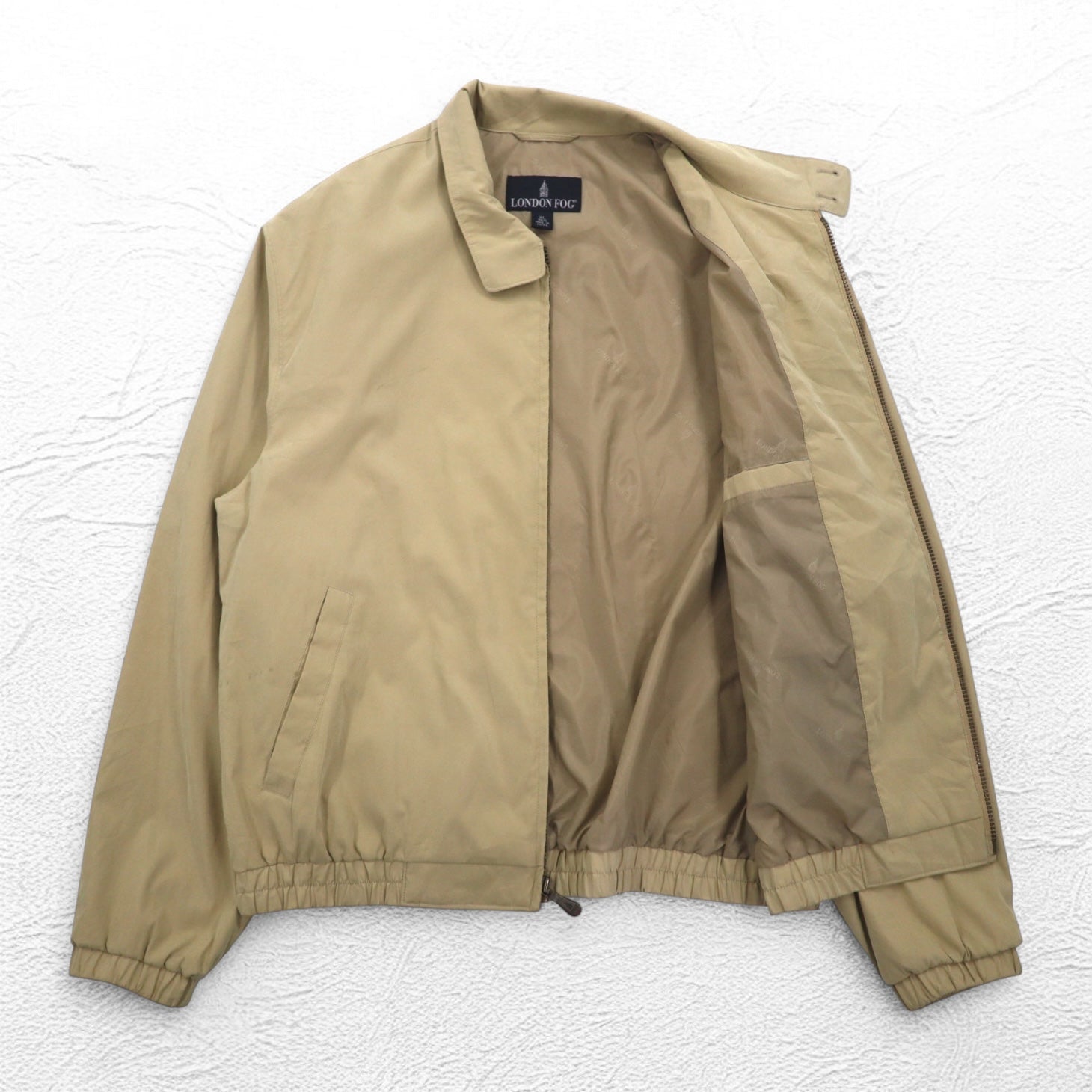 LONDON FOG Giacca Harrington in pelle di pesca XL beige idrorepellente