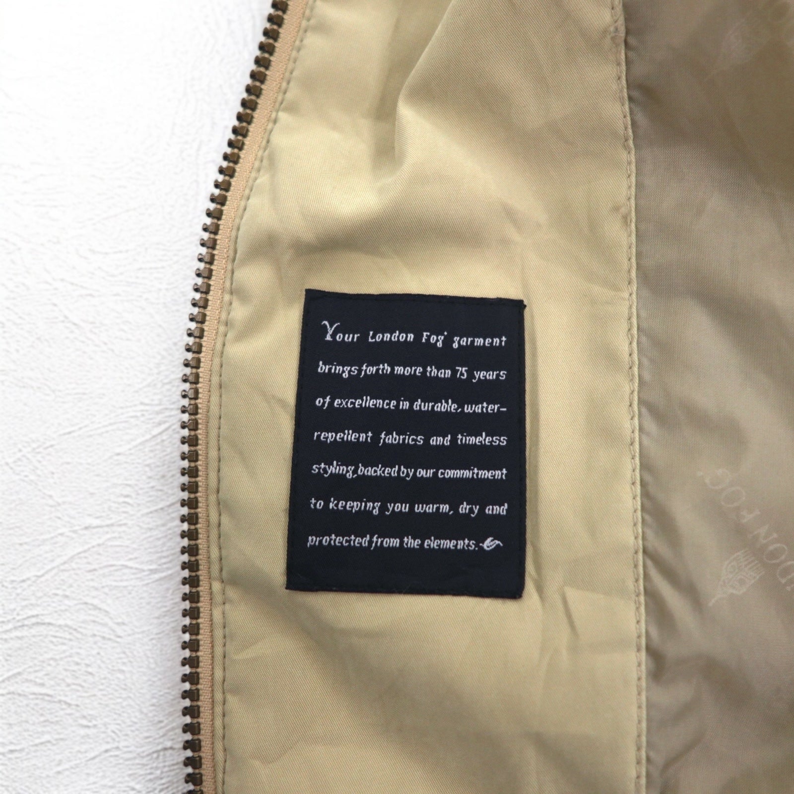 LONDON FOG Giacca Harrington in pelle di pesca XL beige idrorepellente