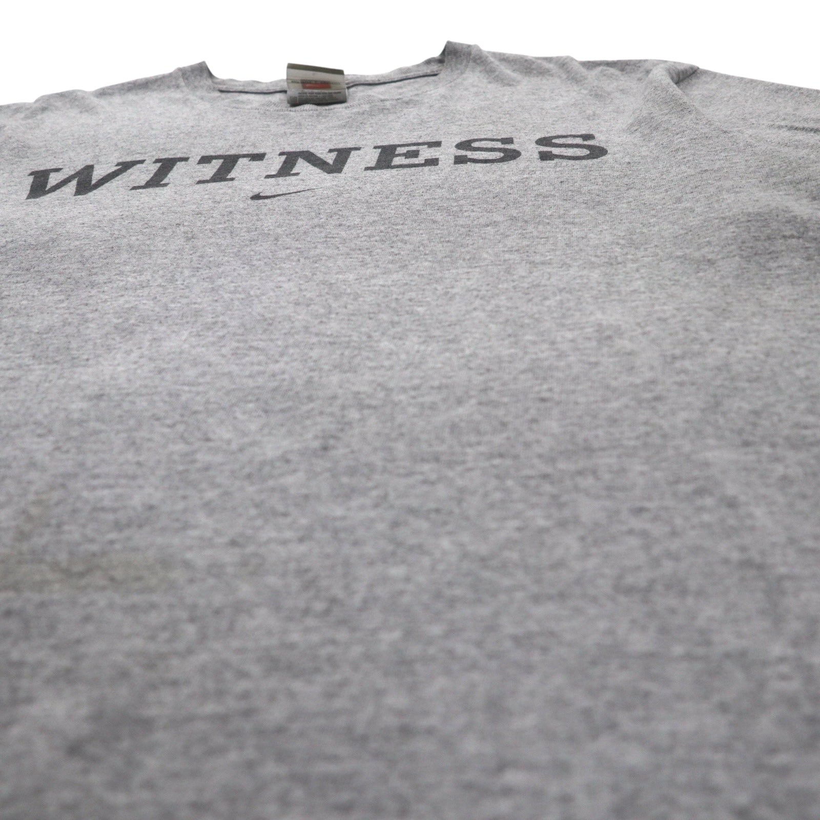 NIKE Anni 2000 etichetta TEAM T-shirt WITNESS L grigia cotone swoosh centrale Made in Mexico