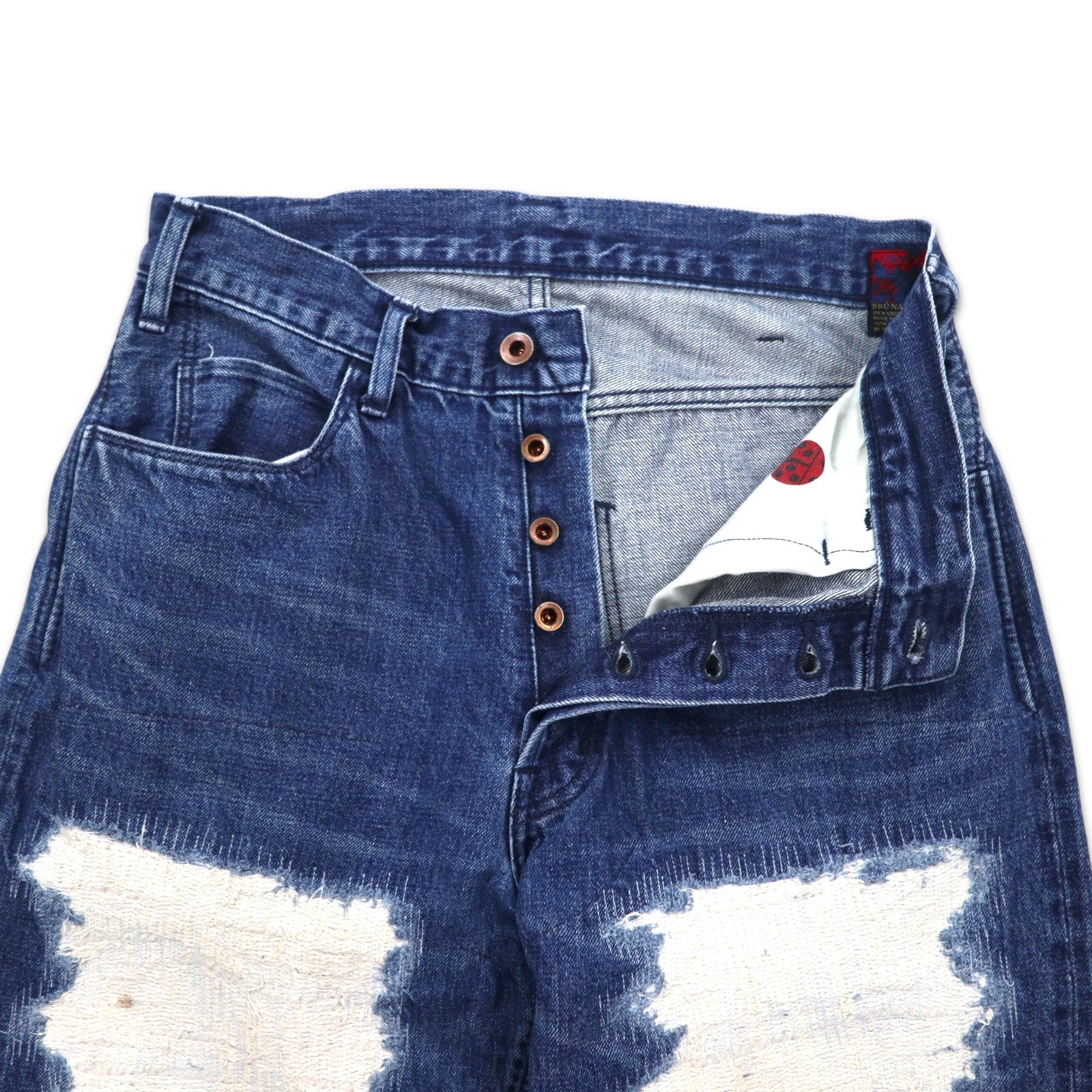 BRUNA BOINNE Jeans in denim intessuto effetto battuto, 1 blu, cotone, made in Japan 7348-2