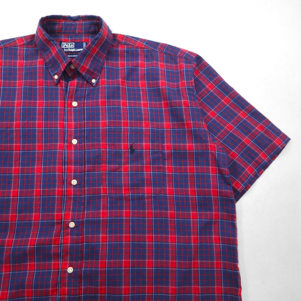 Polo by Ralph Lauren anni '90 camicia a maniche corte button-down taglia L quadri rossi e blu navy