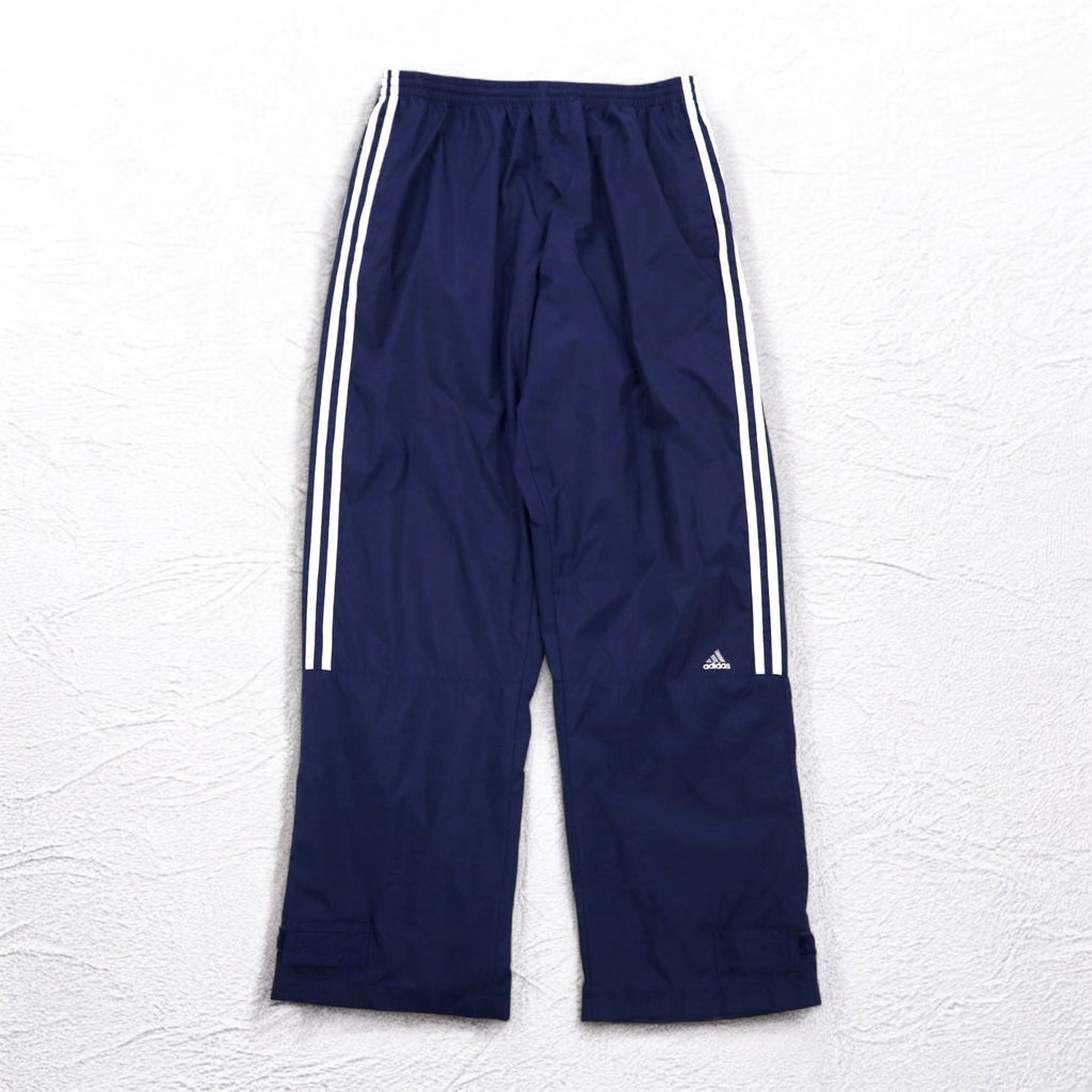 adidas Anni 2000 Pantaloni della tuta in tessuto a gamba larga Tuta sportiva 2XL Navy 3 strisce
