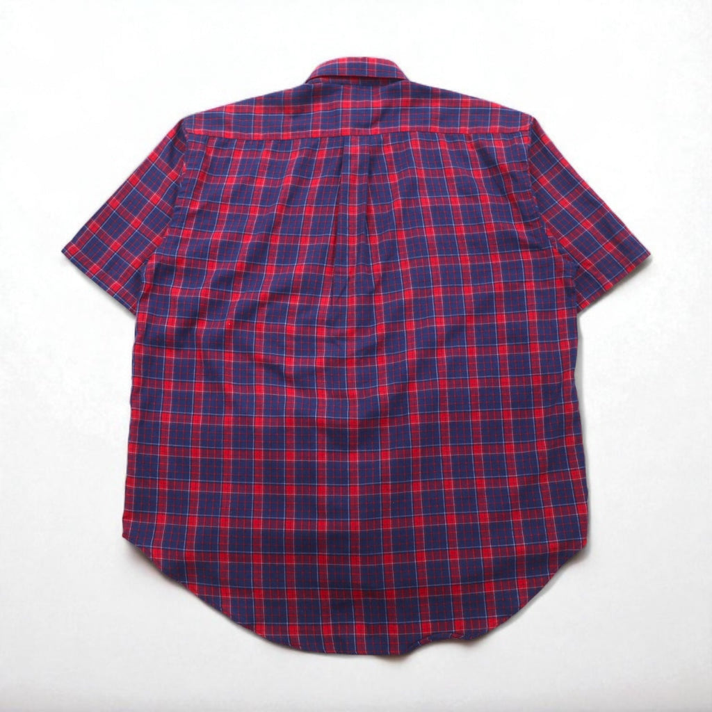 Polo by Ralph Lauren anni '90 camicia a maniche corte button-down taglia L quadri rossi e blu navy