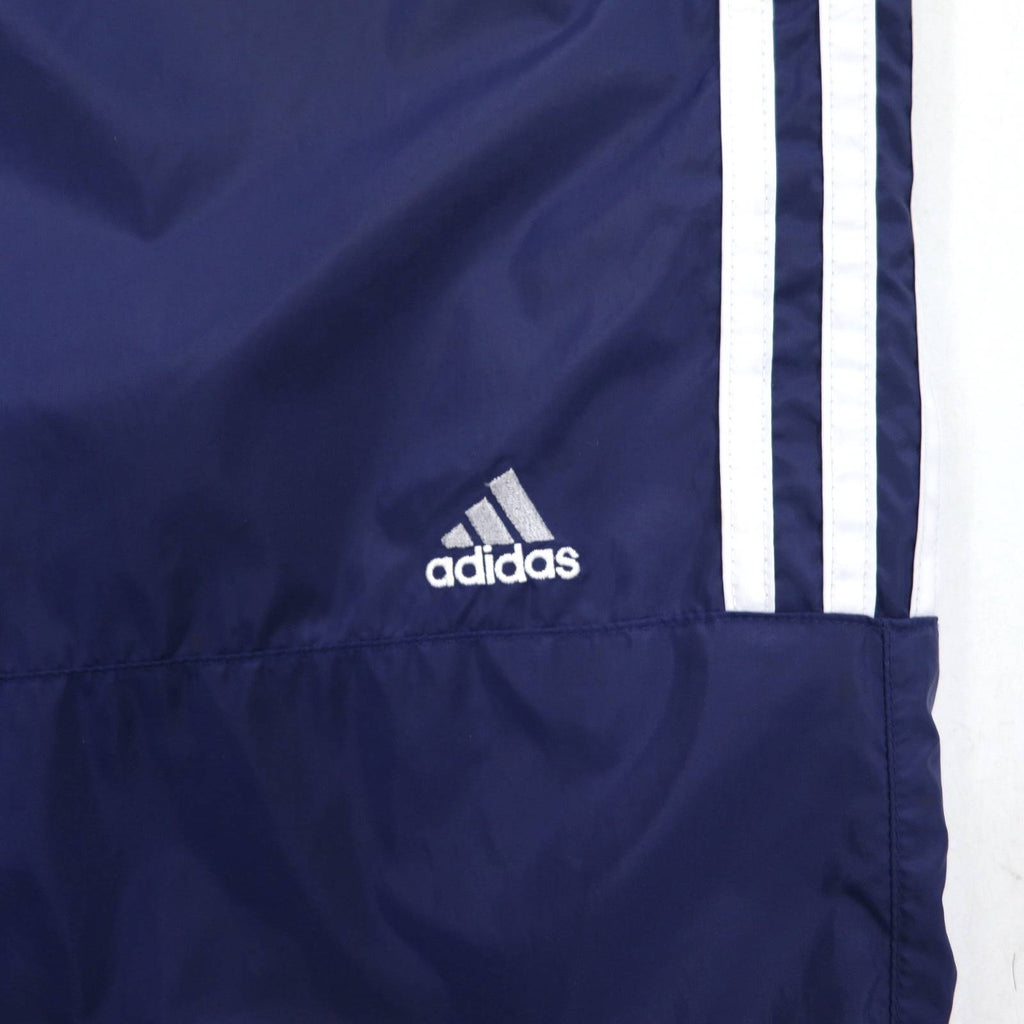 adidas Anni 2000 Pantaloni della tuta in tessuto a gamba larga Tuta sportiva 2XL Navy 3 strisce