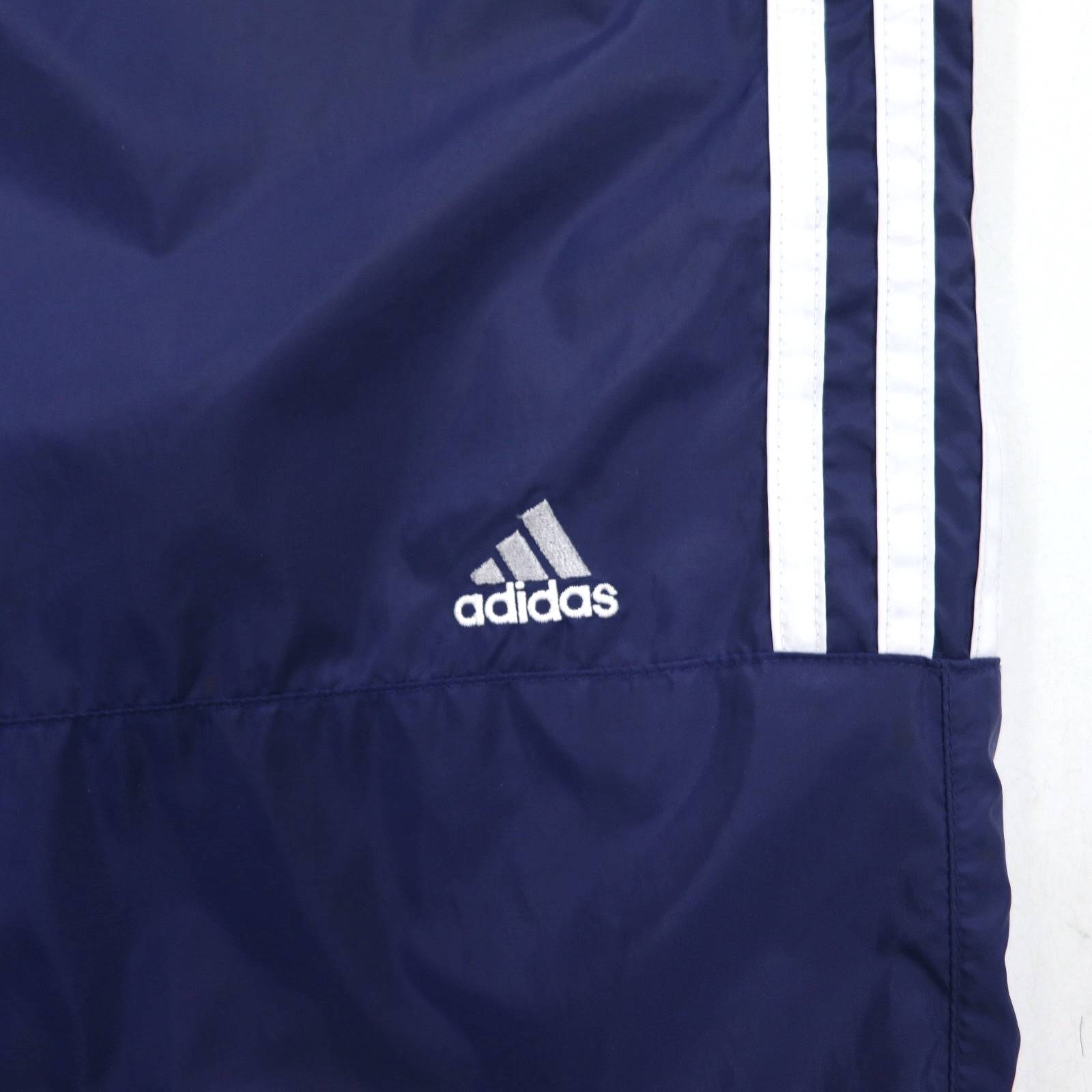 adidas Anni 2000 Pantaloni della tuta in tessuto a gamba larga Tuta sportiva 2XL Navy 3 strisce
