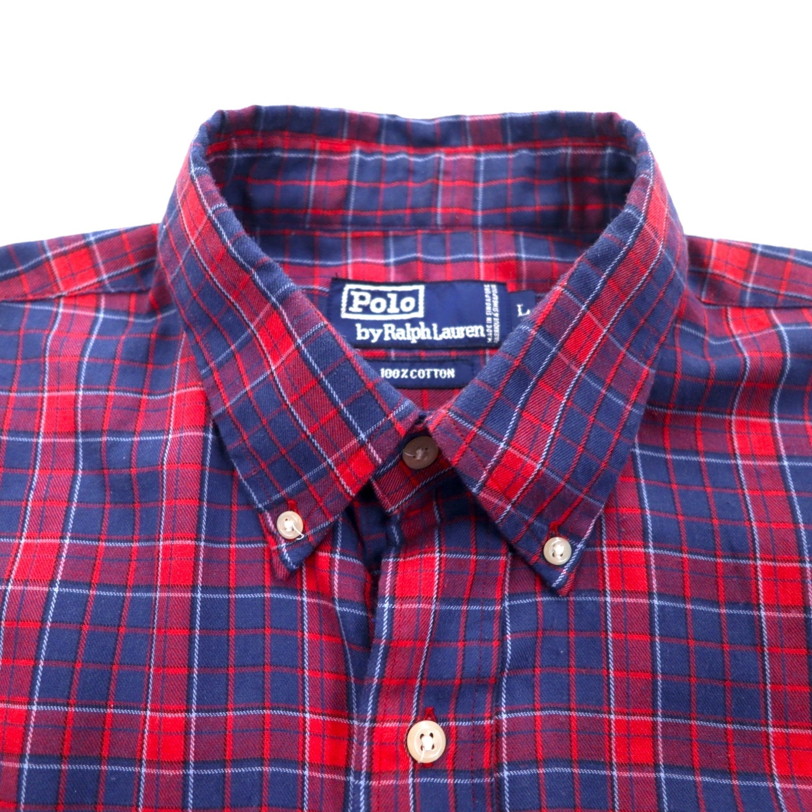 Polo by Ralph Lauren anni '90 camicia a maniche corte button-down taglia L quadri rossi e blu navy