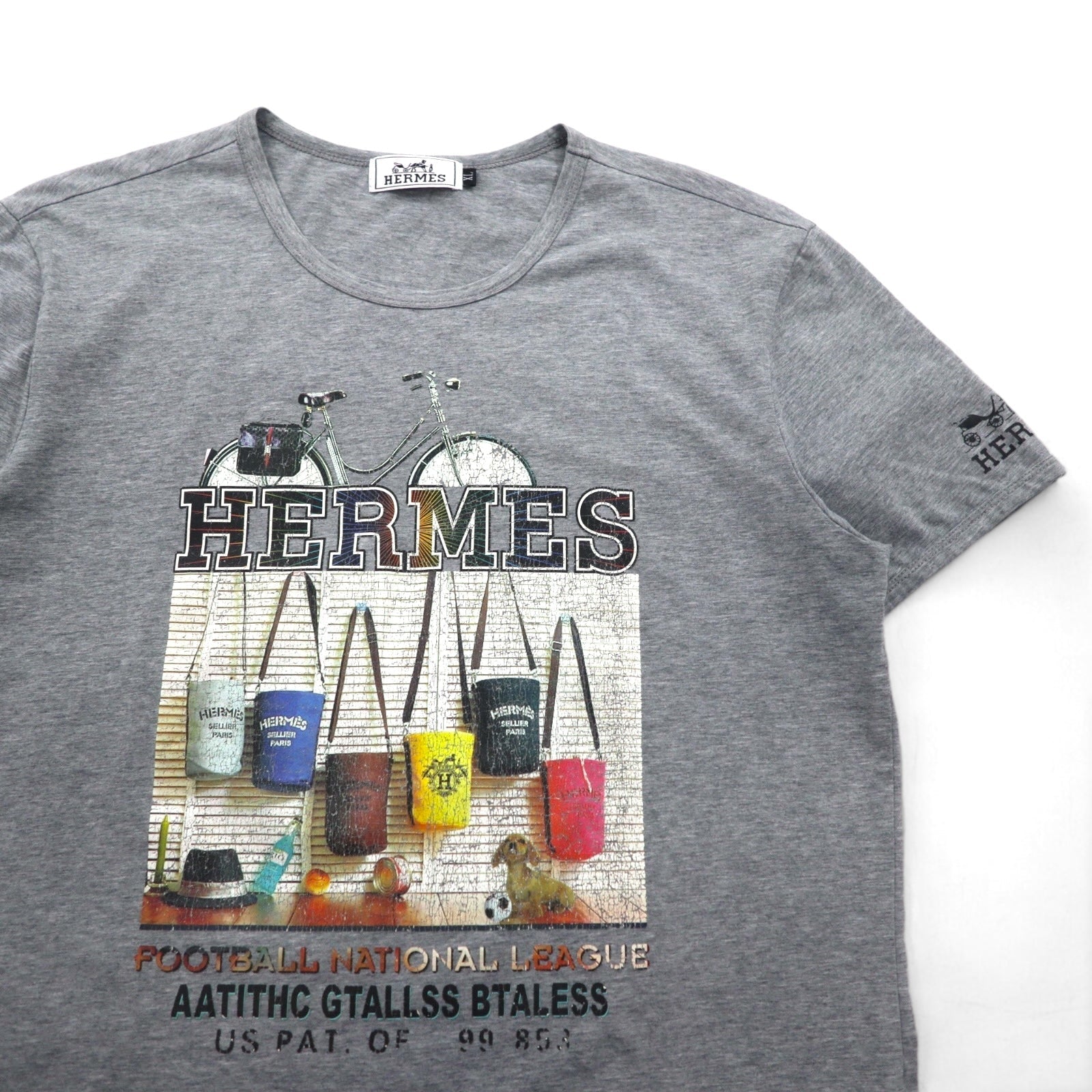 HERMES T-shirt con stampa fotografica, taglia XL, grigio, in cotone, made in Italy, ALINE
