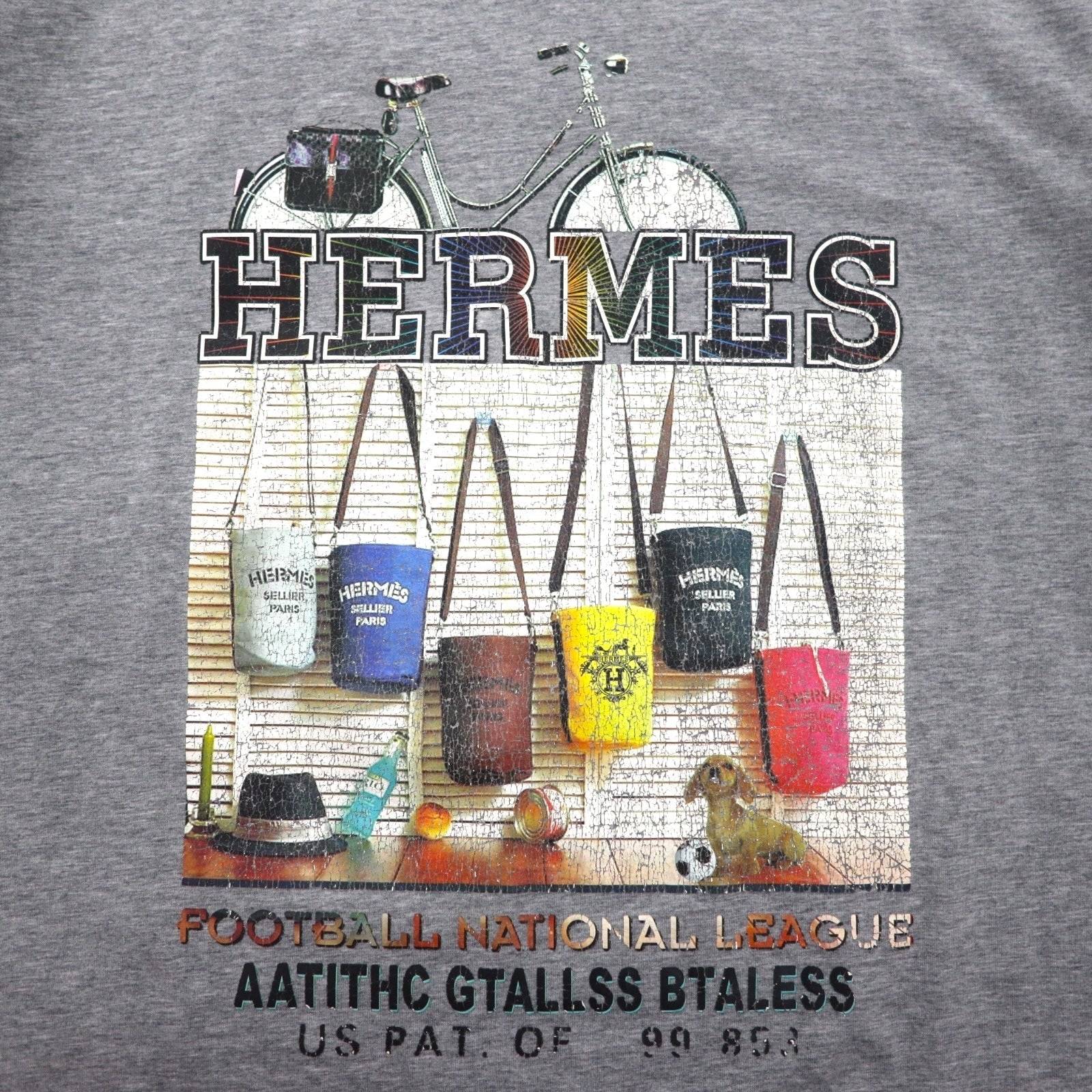 HERMES T-shirt con stampa fotografica, taglia XL, grigio, in cotone, made in Italy, ALINE