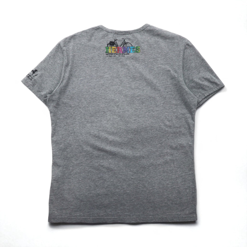 HERMES T-shirt con stampa fotografica, taglia XL, grigio, in cotone, made in Italy, ALINE