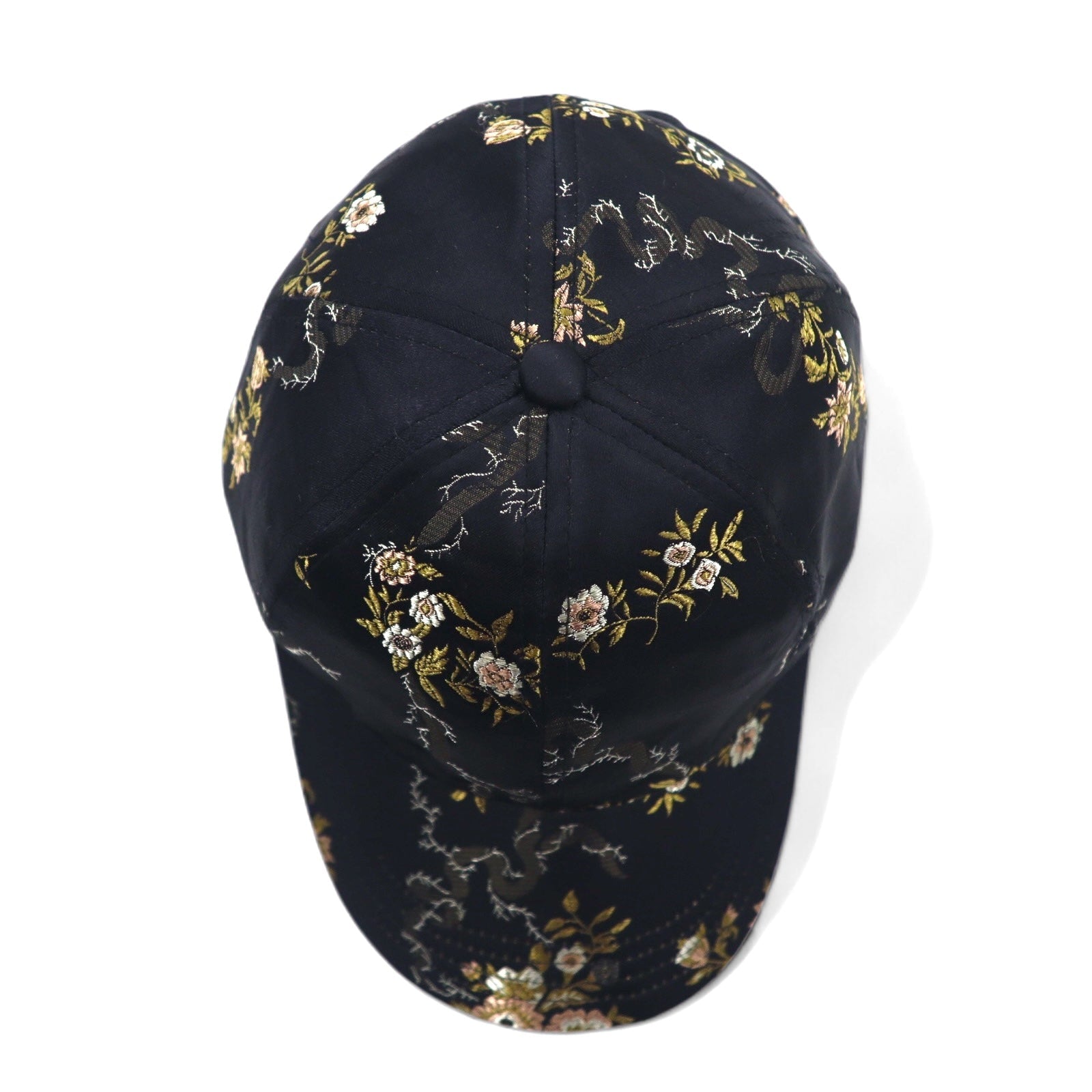 TIME AND TRU Berretto in satin ricamato souvenir ONE nero poliestere floreale