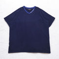 POLO SPORT RALPH LAUREN T-shirt scollo a V sbiadita anni '90 XXL Cotone Blu Navy Oversize