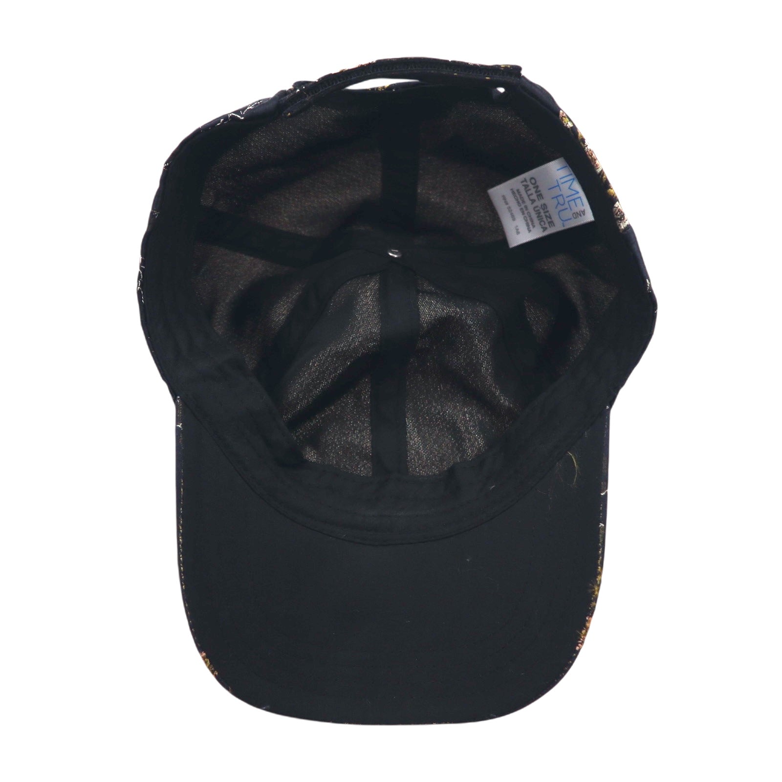 TIME AND TRU Berretto in satin ricamato souvenir ONE nero poliestere floreale