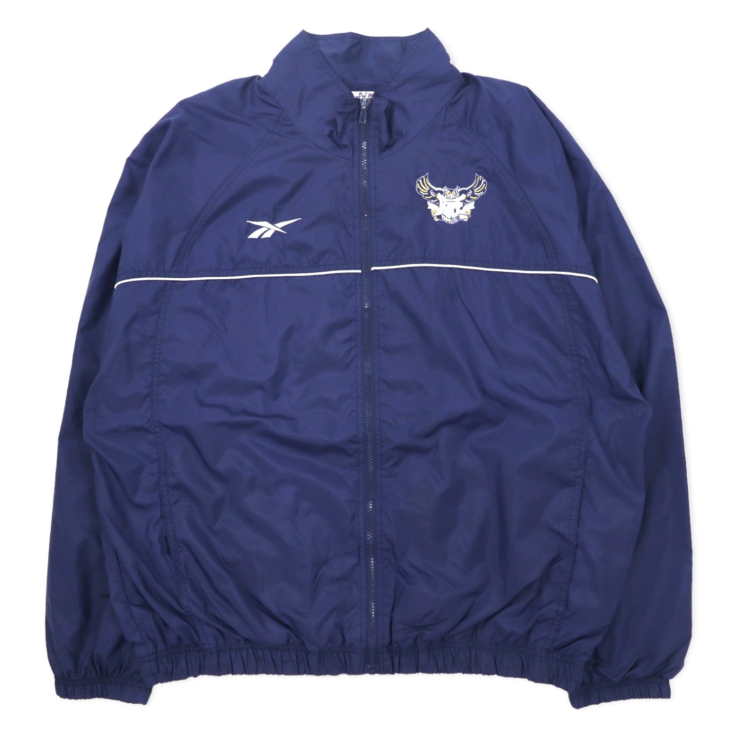 Reebok giacca in nylon anni '00 XL blu navy con ricamo logo Vector taglia grande