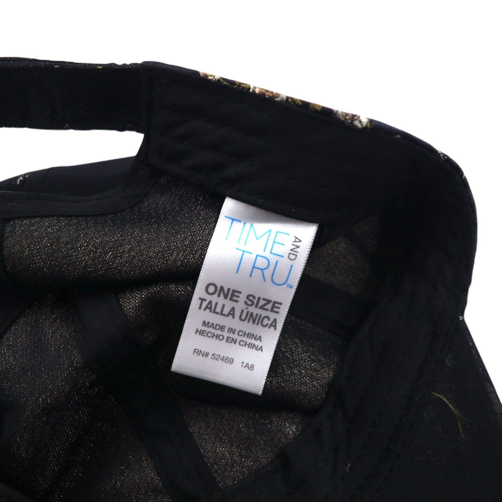 TIME AND TRU Berretto in satin ricamato souvenir ONE nero poliestere floreale