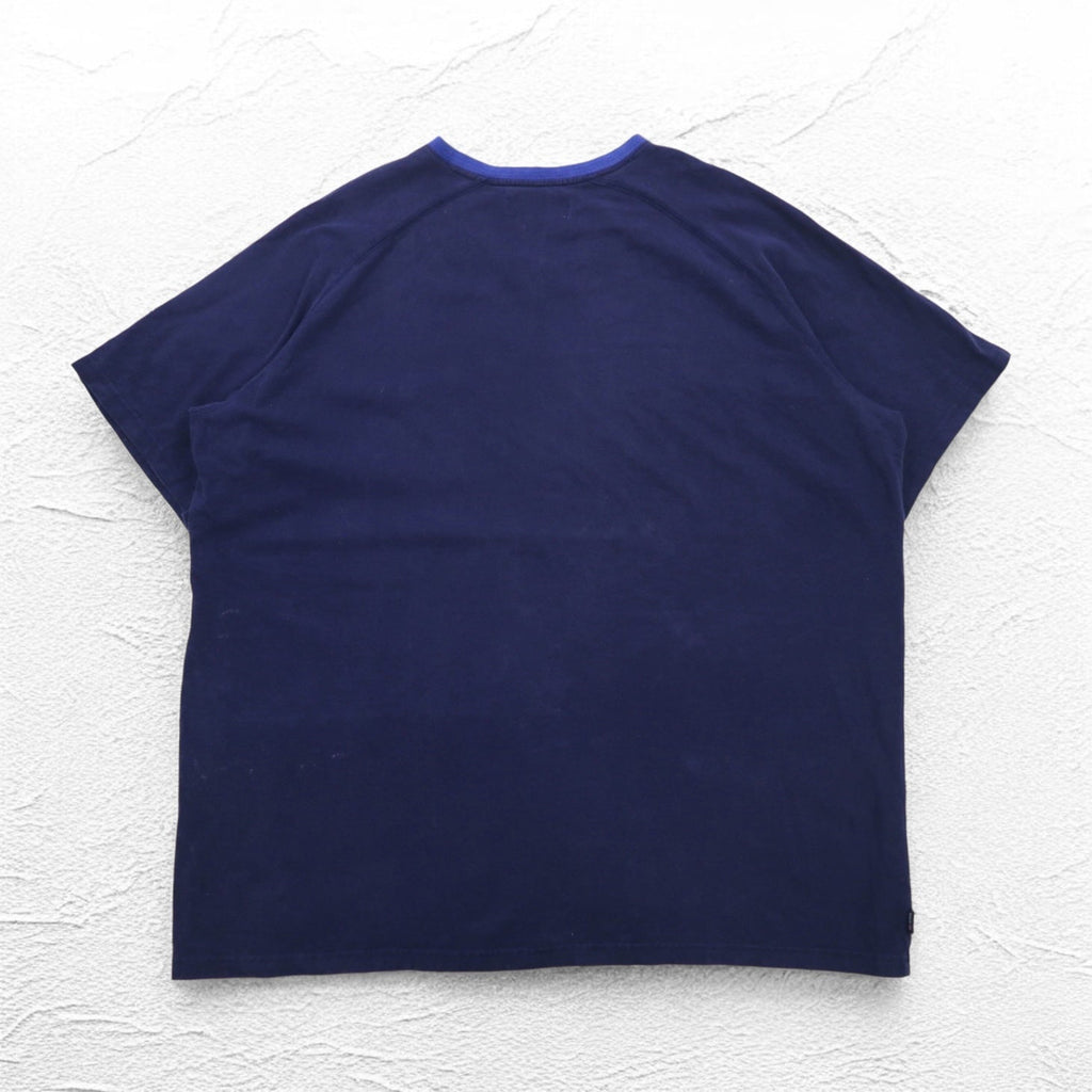 POLO SPORT RALPH LAUREN T-shirt scollo a V sbiadita anni '90 XXL Cotone Blu Navy Oversize