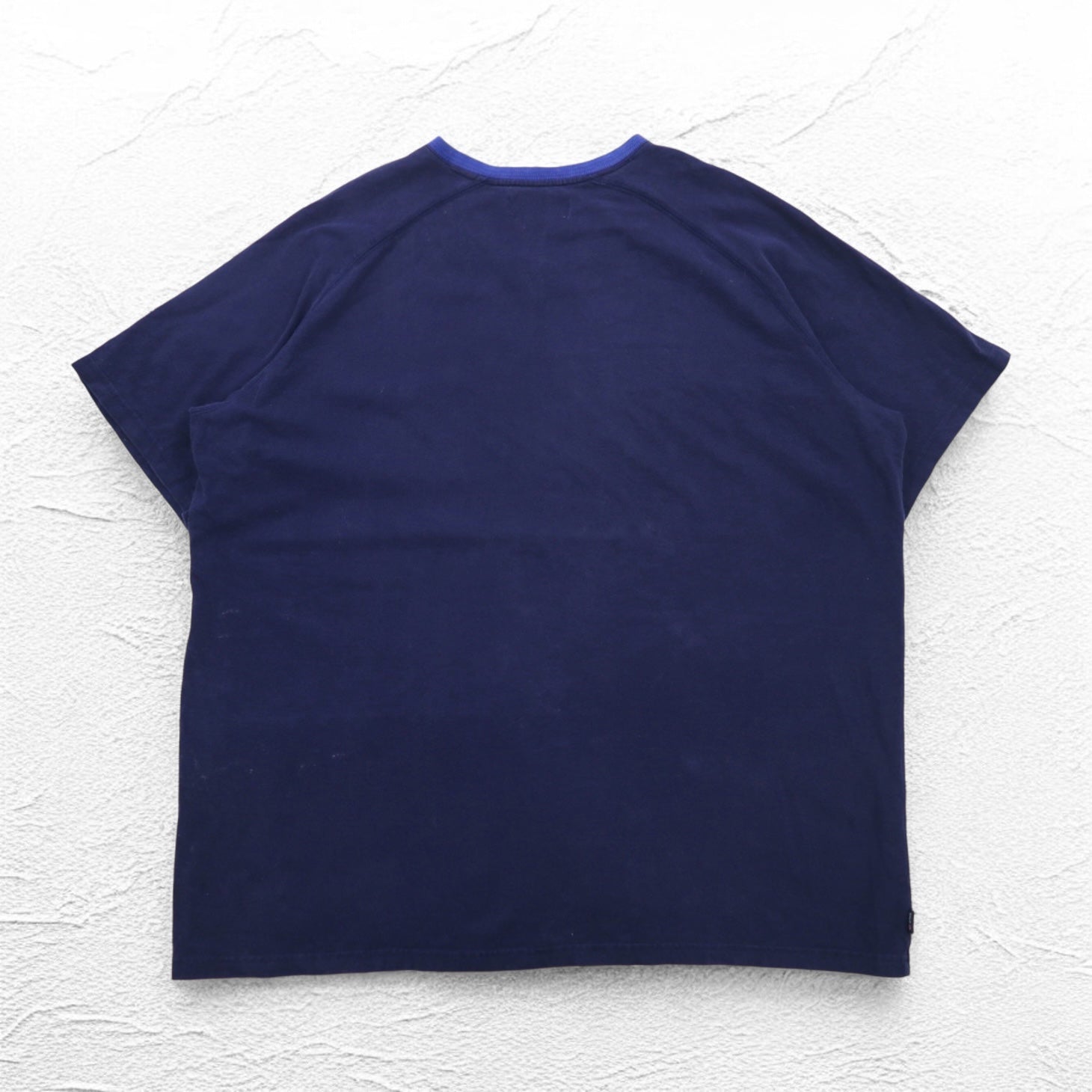 POLO SPORT RALPH LAUREN T-shirt scollo a V sbiadita anni '90 XXL Cotone Blu Navy Oversize