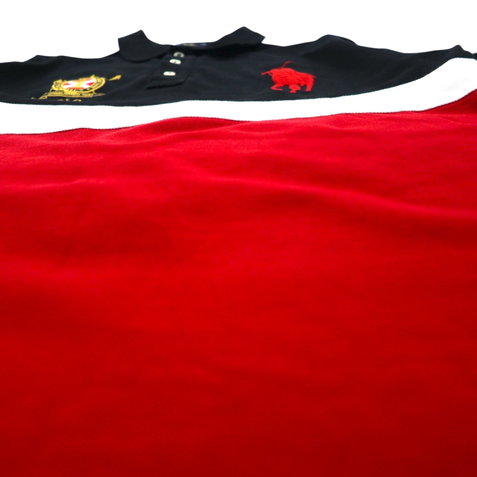 POLO RALPH LAUREN Polo ricamata Big Pony M Nero Rosso Piquet Stemma Toppa