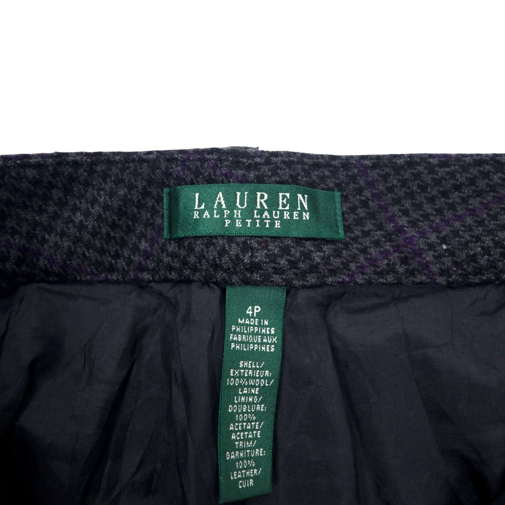 LAUREN RALPH LAUREN Pantaloni a sigaretta anni '90 L grigi Principe di Galles lana