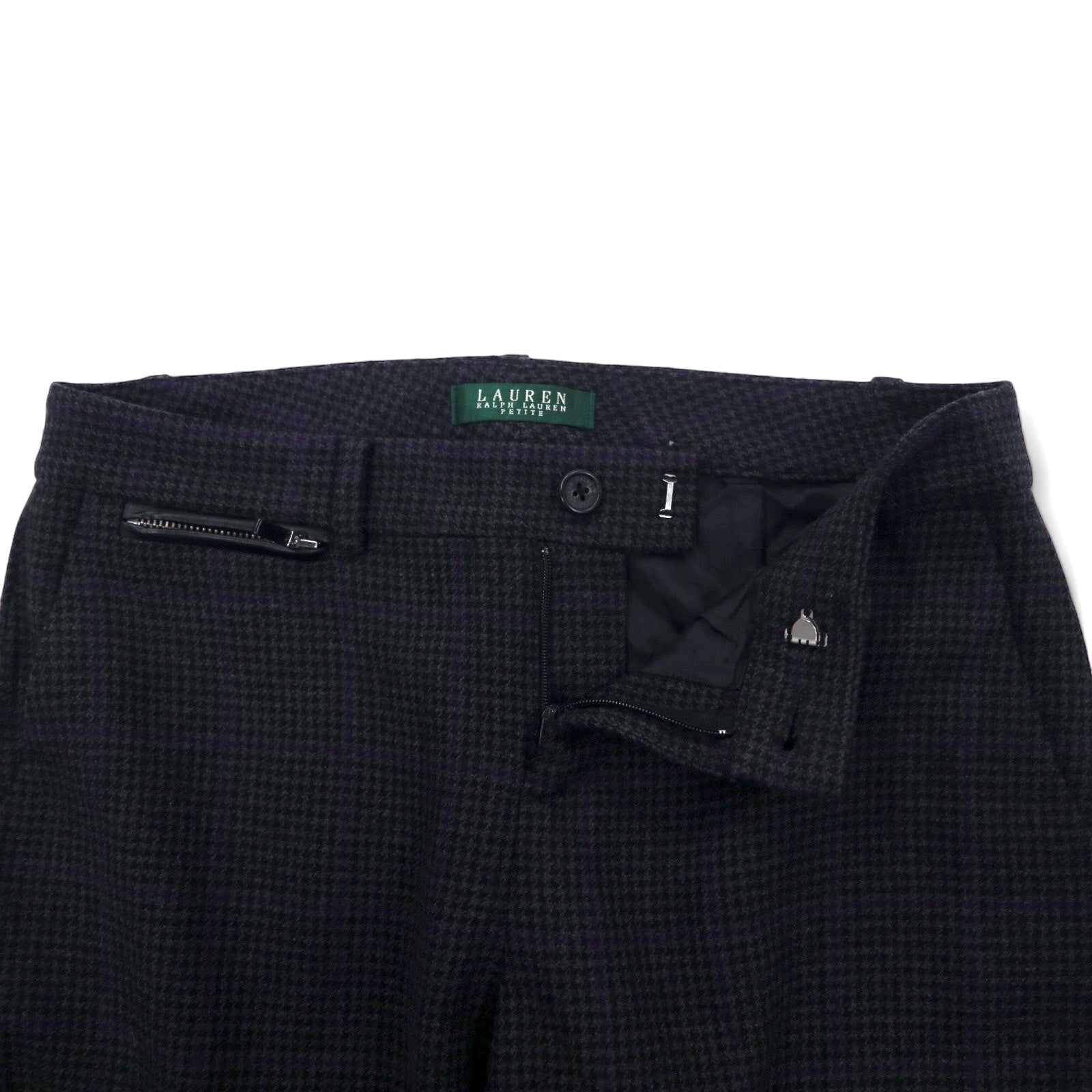 LAUREN RALPH LAUREN Pantaloni a sigaretta anni '90 L grigi Principe di Galles lana