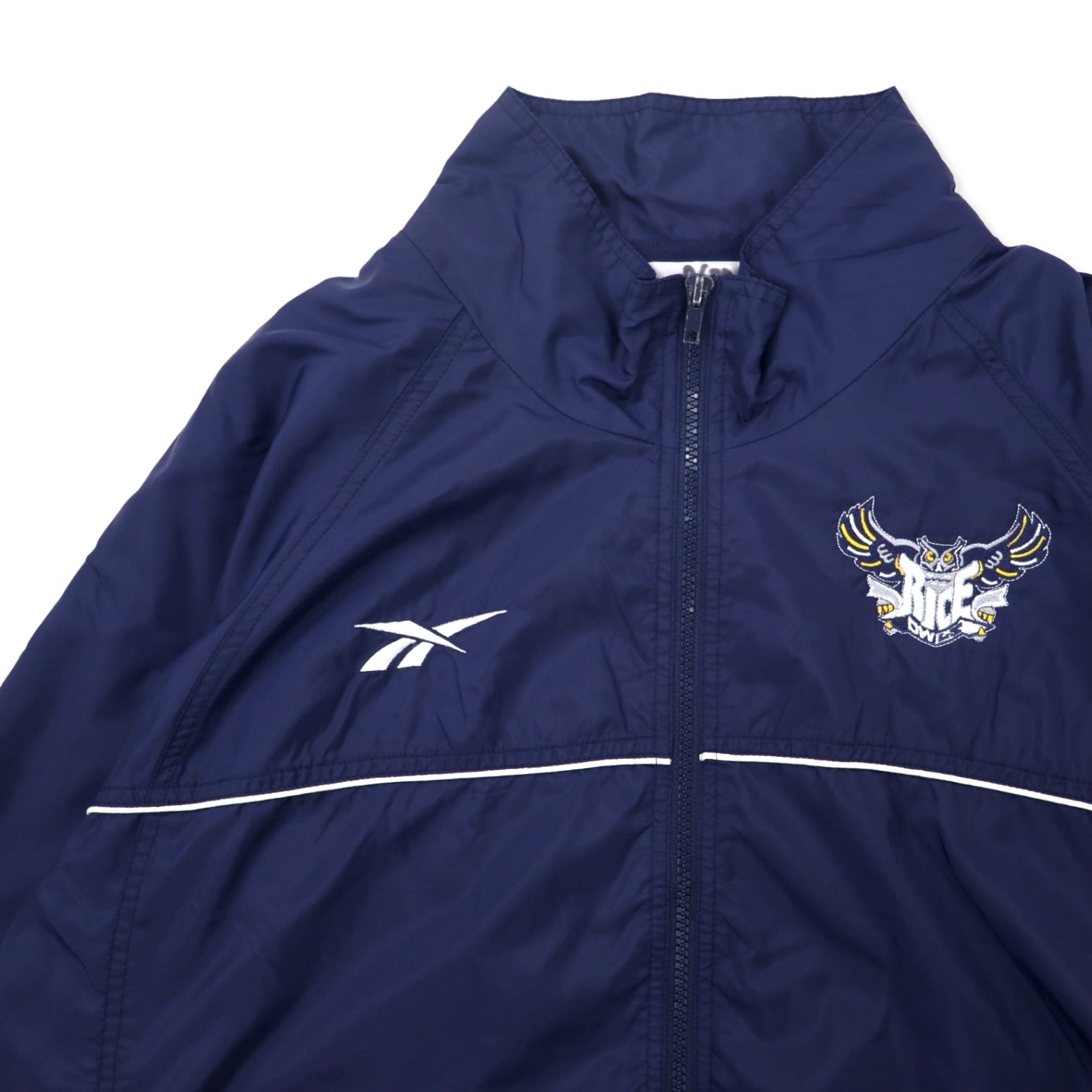 Reebok giacca in nylon anni '00 XL blu navy con ricamo logo Vector taglia grande