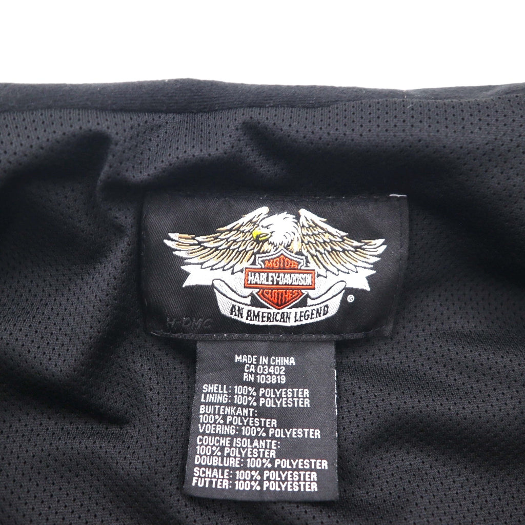 HARLEY DAVIDSON 刺繍 スカル フリース ベスト XL ブラック ポリエステル
