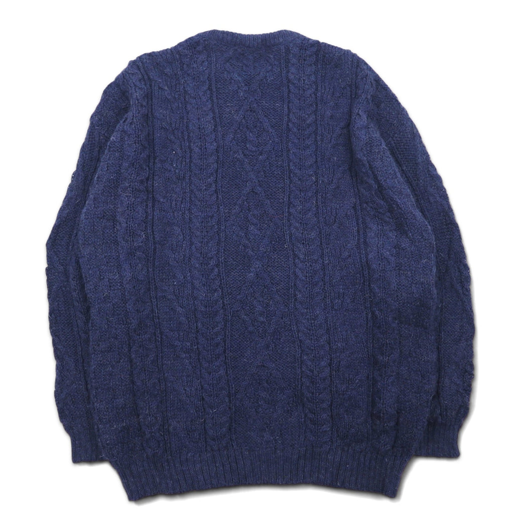 HIGHLAND HOME INDUSTRIES Maglione Aran Fisherman L Blu Navy Lana Made in UK