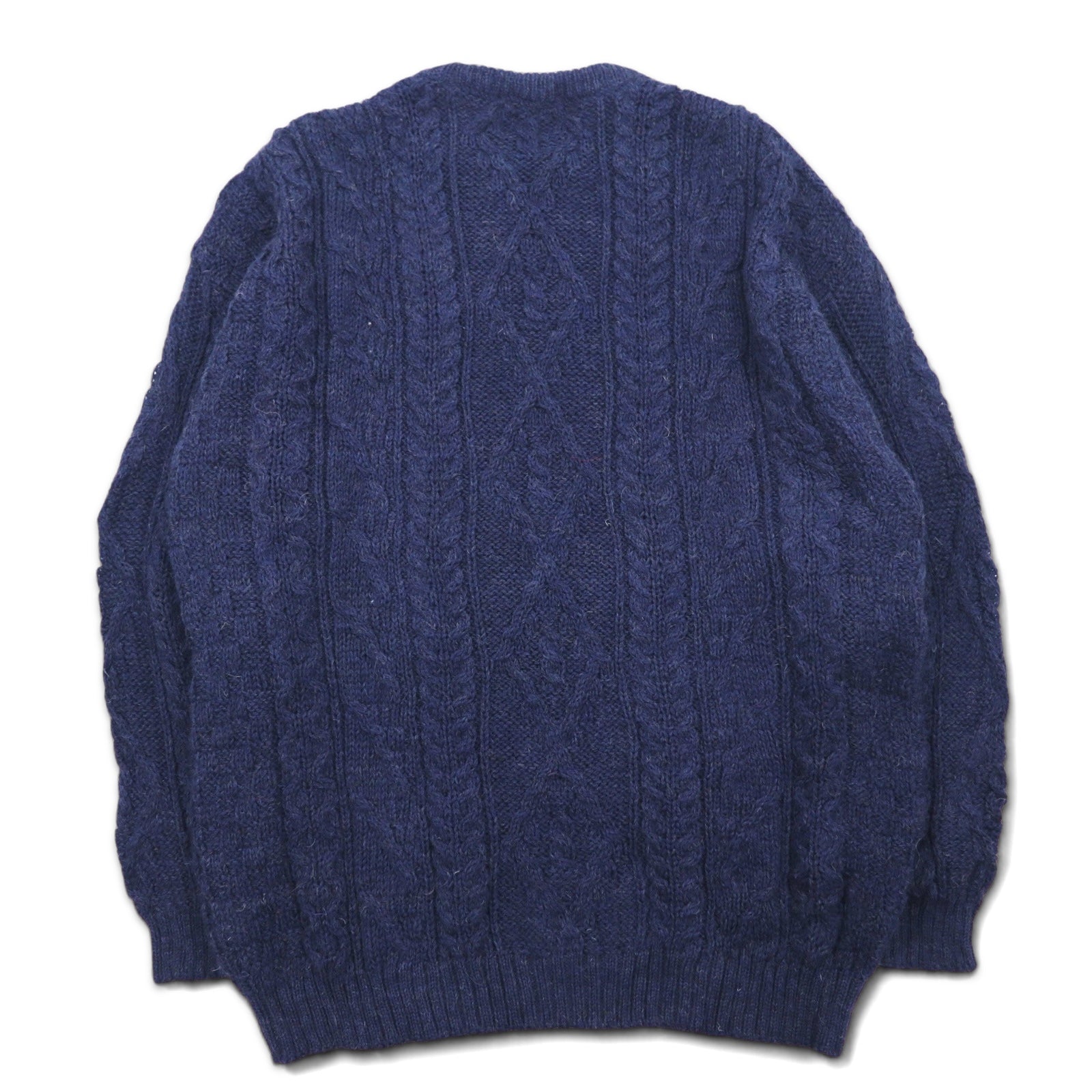 HIGHLAND HOME INDUSTRIES Maglione Aran Fisherman L Blu Navy Lana Made in UK