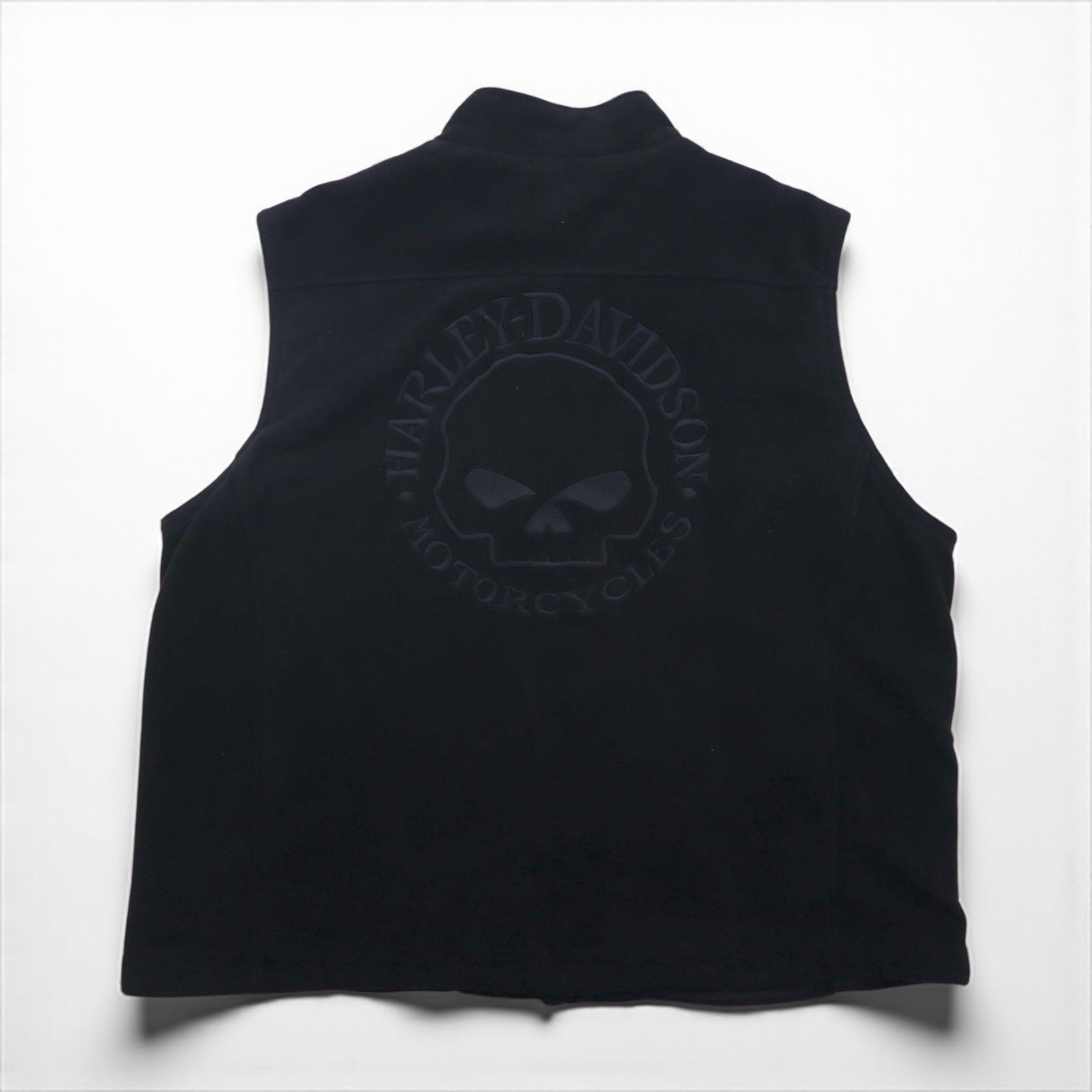 HARLEY DAVIDSON 刺繍 スカル フリース ベスト XL ブラック ポリエステル
