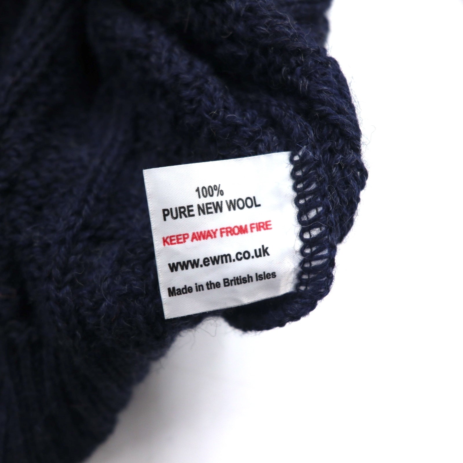 HIGHLAND HOME INDUSTRIES Maglione Aran Fisherman L Blu Navy Lana Made in UK