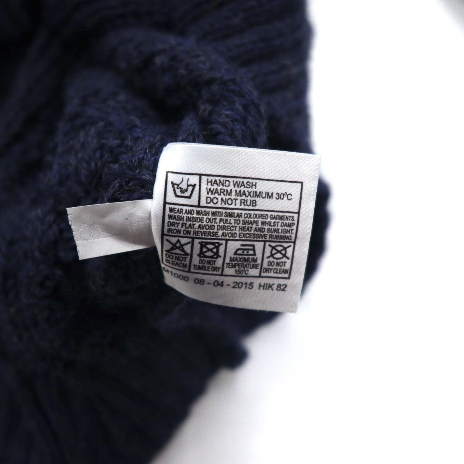 HIGHLAND HOME INDUSTRIES Maglione Aran Fisherman L Blu Navy Lana Made in UK
